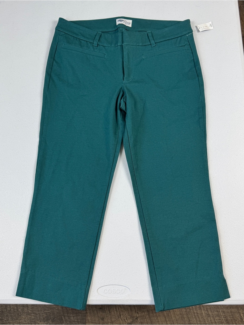 Old Navy Pixie Pants Womens 8 Teal Crop Cotton Blend NWT